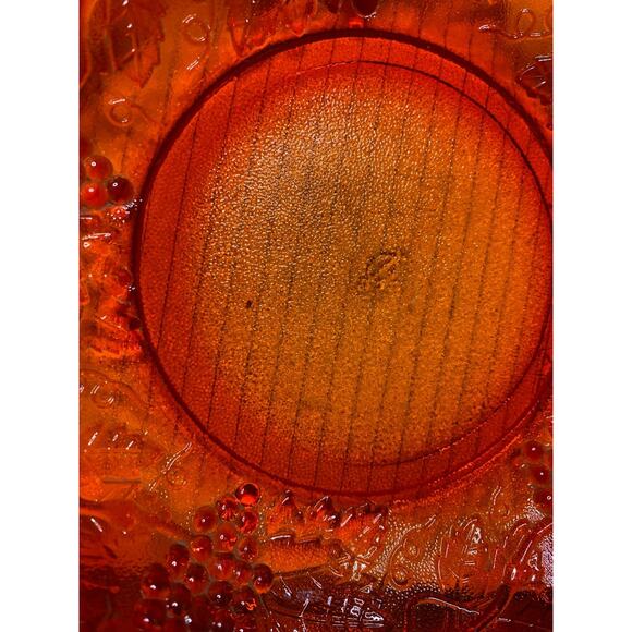 Vtg Imperial Carnival Glass Red Amberina Grape Fruit Bowl...